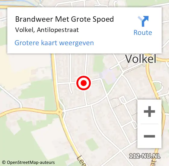 Locatie op kaart van de 112 melding: Brandweer Met Grote Spoed Naar Volkel, Antilopestraat op 8 januari 2020 11:19