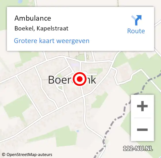 Locatie op kaart van de 112 melding: Ambulance Boekel, Kapelstraat op 8 januari 2020 11:50