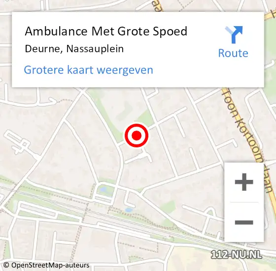 Locatie op kaart van de 112 melding: Ambulance Met Grote Spoed Naar Deurne, Nassauplein op 8 januari 2020 12:11