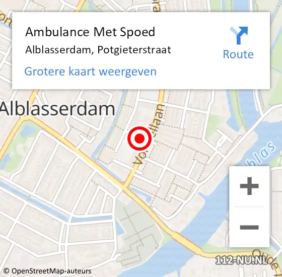 Locatie op kaart van de 112 melding: Ambulance Met Spoed Naar Alblasserdam, Potgieterstraat op 8 januari 2020 12:15