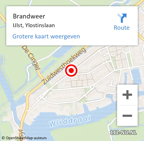 Locatie op kaart van de 112 melding: Brandweer IJlst, Ylostinslaan op 8 januari 2020 12:34