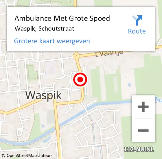 Locatie op kaart van de 112 melding: Ambulance Met Grote Spoed Naar Waspik, Schoutstraat op 8 januari 2020 12:35