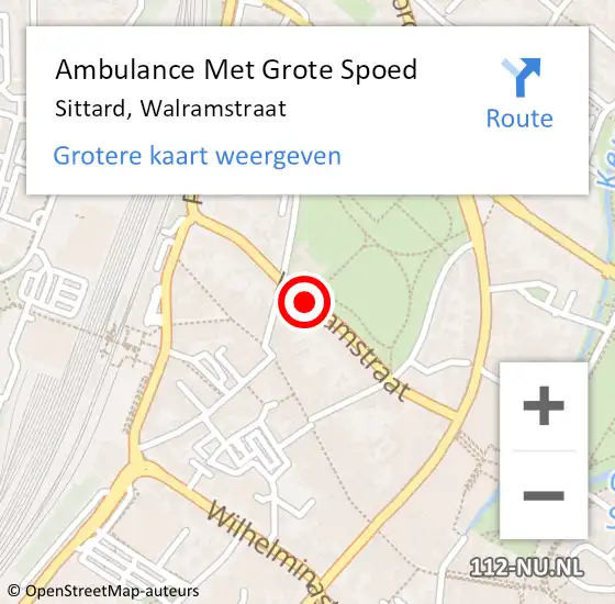 Locatie op kaart van de 112 melding: Ambulance Met Grote Spoed Naar Sittard, Walramstraat op 8 januari 2020 12:47