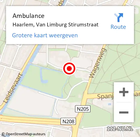 Locatie op kaart van de 112 melding: Ambulance Haarlem, Van Limburg Stirumstraat op 8 januari 2020 13:25