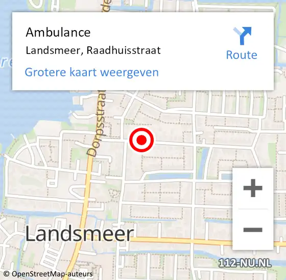 Locatie op kaart van de 112 melding: Ambulance Landsmeer, Raadhuisstraat op 8 januari 2020 15:38