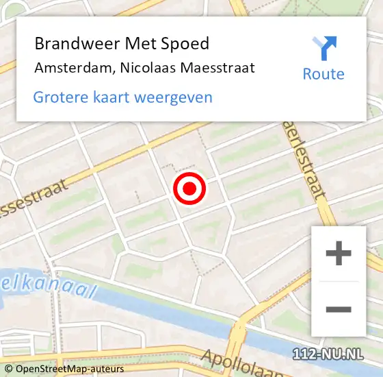 Locatie op kaart van de 112 melding: Brandweer Met Spoed Naar Amsterdam, Nicolaas Maesstraat op 8 januari 2020 16:02