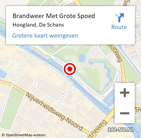 Locatie op kaart van de 112 melding: Brandweer Met Grote Spoed Naar Hoogland, De Schans op 8 januari 2020 17:04