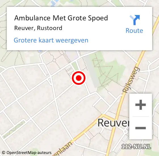 Locatie op kaart van de 112 melding: Ambulance Met Grote Spoed Naar Reuver, Rustoord op 8 januari 2020 17:29