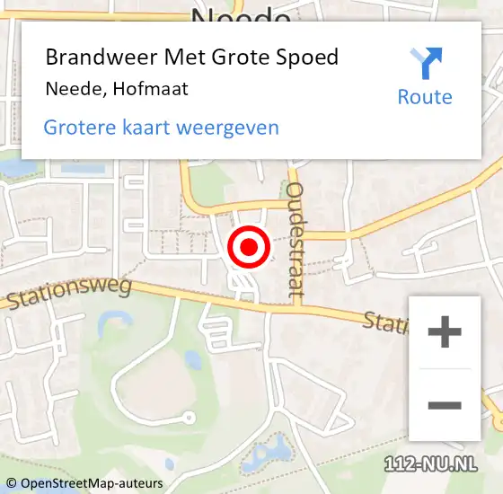 Locatie op kaart van de 112 melding: Brandweer Met Grote Spoed Naar Neede, Hofmaat op 8 januari 2020 17:41