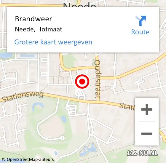 Locatie op kaart van de 112 melding: Brandweer Neede, Hofmaat op 8 januari 2020 17:43