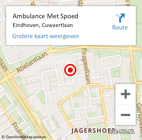 Locatie op kaart van de 112 melding: Ambulance Met Spoed Naar Eindhoven, Cuwaertlaan op 8 januari 2020 18:16