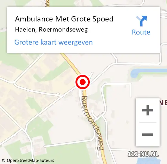 Locatie op kaart van de 112 melding: Ambulance Met Grote Spoed Naar Haelen, Roermondseweg op 8 januari 2020 19:44