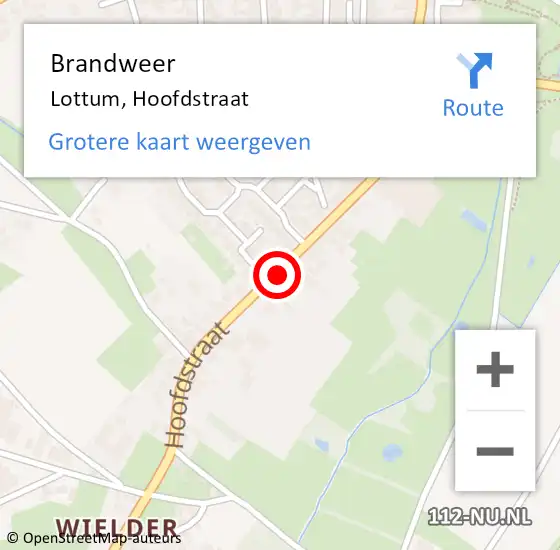 Locatie op kaart van de 112 melding: Brandweer Lottum, Hoofdstraat op 8 januari 2020 19:45