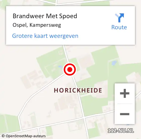 Locatie op kaart van de 112 melding: Brandweer Met Spoed Naar Ospel, Kampersweg op 8 januari 2020 20:15