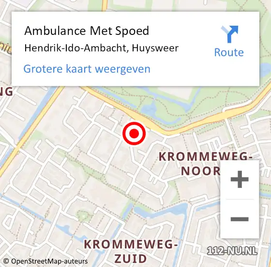 Locatie op kaart van de 112 melding: Ambulance Met Spoed Naar Hendrik-Ido-Ambacht, Huysweer op 8 januari 2020 21:57