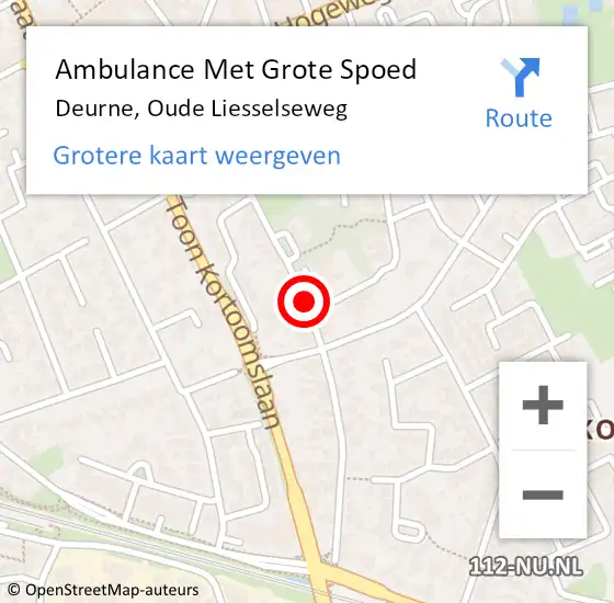 Locatie op kaart van de 112 melding: Ambulance Met Grote Spoed Naar Deurne, Oude Liesselseweg op 8 januari 2020 23:09