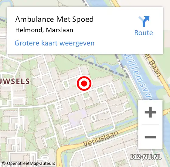 Locatie op kaart van de 112 melding: Ambulance Met Spoed Naar Helmond, Marslaan op 9 januari 2020 00:10
