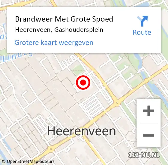 Locatie op kaart van de 112 melding: Brandweer Met Grote Spoed Naar Heerenveen, Gashoudersplein op 9 januari 2020 00:15