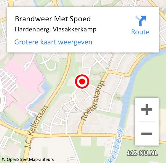 Locatie op kaart van de 112 melding: Brandweer Met Spoed Naar Hardenberg, Vlasakkerkamp op 9 januari 2020 00:40