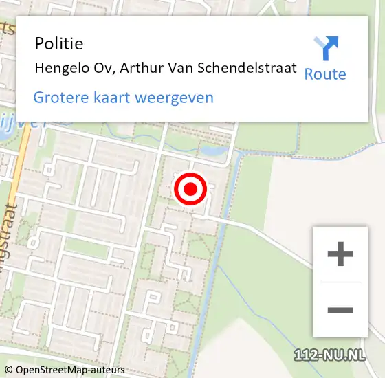 Locatie op kaart van de 112 melding: Politie Hengelo Ov, Arthur Van Schendelstraat op 9 januari 2020 00:56