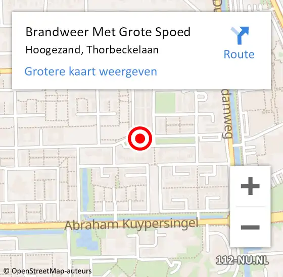 Locatie op kaart van de 112 melding: Brandweer Met Grote Spoed Naar Hoogezand, Thorbeckelaan op 9 januari 2020 02:31