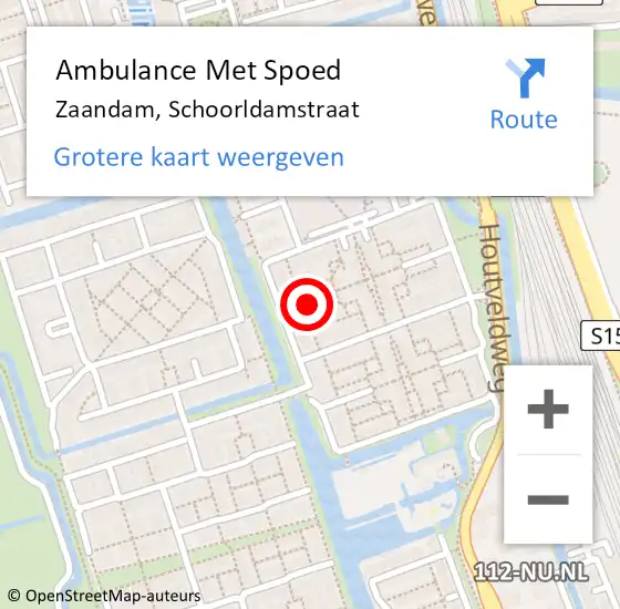Locatie op kaart van de 112 melding: Ambulance Met Spoed Naar Zaandam, Schoorldamstraat op 9 januari 2020 04:05