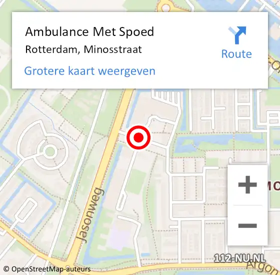 Locatie op kaart van de 112 melding: Ambulance Met Spoed Naar Rotterdam, Minosstraat op 9 januari 2020 05:14