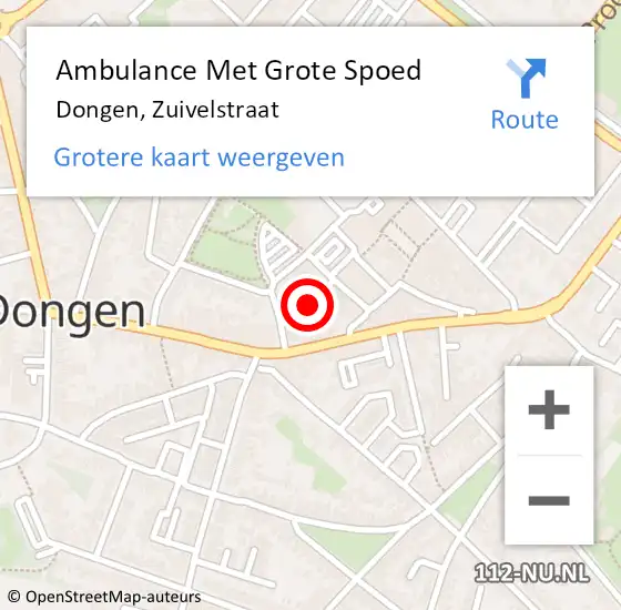 Locatie op kaart van de 112 melding: Ambulance Met Grote Spoed Naar Dongen, Zuivelstraat op 9 januari 2020 08:28