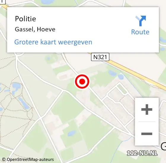 Locatie op kaart van de 112 melding: Politie Gassel, Hoeve op 9 januari 2020 08:54