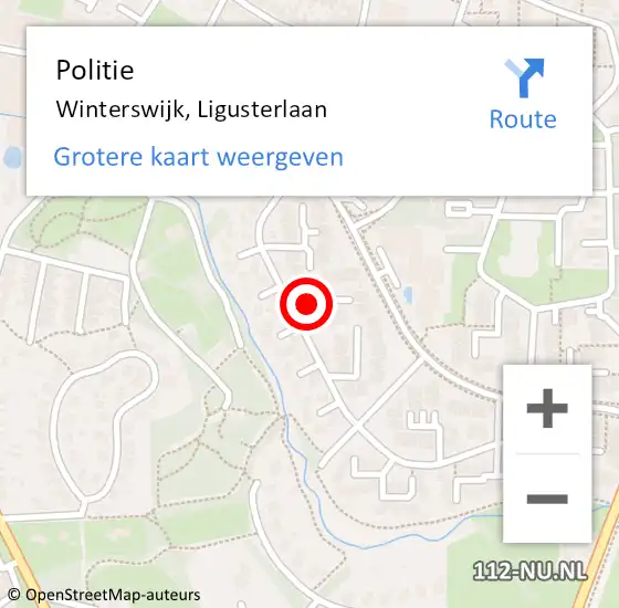 Locatie op kaart van de 112 melding: Politie Winterswijk, Ligusterlaan op 9 januari 2020 08:59