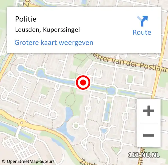 Locatie op kaart van de 112 melding: Politie Leusden, Kuperssingel op 9 januari 2020 10:32