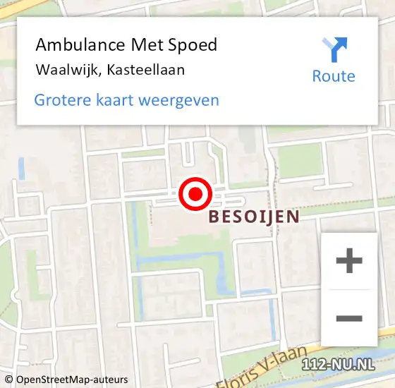 Locatie op kaart van de 112 melding: Ambulance Met Spoed Naar Waalwijk, Kasteellaan op 9 januari 2020 10:39