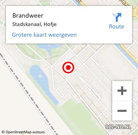 Locatie op kaart van de 112 melding: Brandweer Stadskanaal, Hofje op 9 januari 2020 11:28