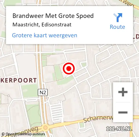 Locatie op kaart van de 112 melding: Brandweer Met Grote Spoed Naar Maastricht, Edisonstraat op 9 januari 2020 11:49