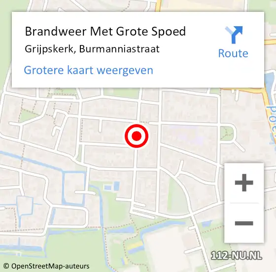 Locatie op kaart van de 112 melding: Brandweer Met Grote Spoed Naar Grijpskerk, Burmanniastraat op 9 januari 2020 11:53