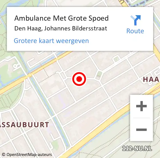 Locatie op kaart van de 112 melding: Ambulance Met Grote Spoed Naar Den Haag, Johannes Bildersstraat op 9 januari 2020 12:11