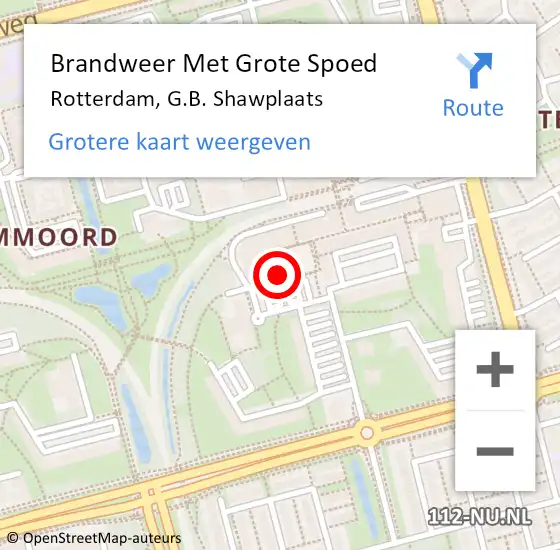 Locatie op kaart van de 112 melding: Brandweer Met Grote Spoed Naar Rotterdam, G.B. Shawplaats op 9 januari 2020 12:15