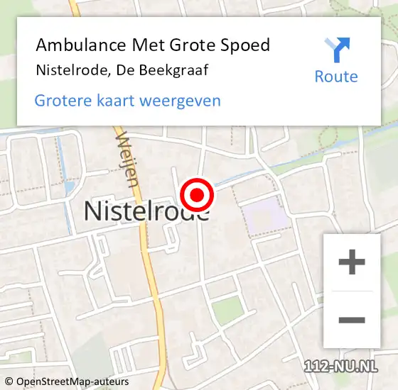 Locatie op kaart van de 112 melding: Ambulance Met Grote Spoed Naar Nistelrode, De Beekgraaf op 9 januari 2020 12:35