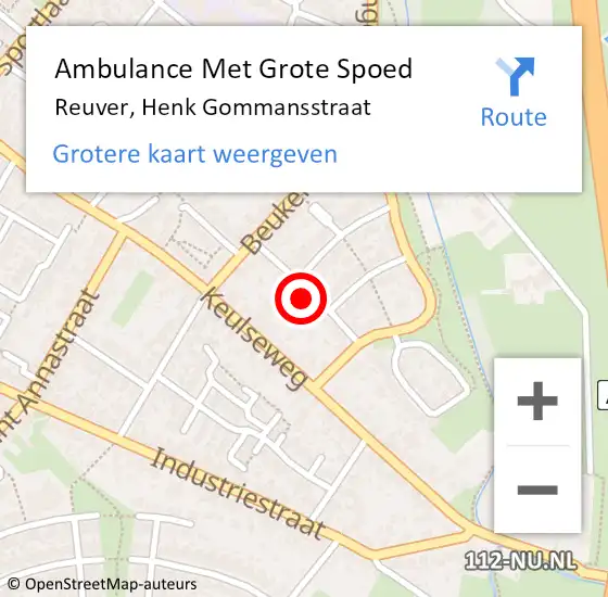 Locatie op kaart van de 112 melding: Ambulance Met Grote Spoed Naar Reuver, Henk Gommansstraat op 30 september 2013 00:28