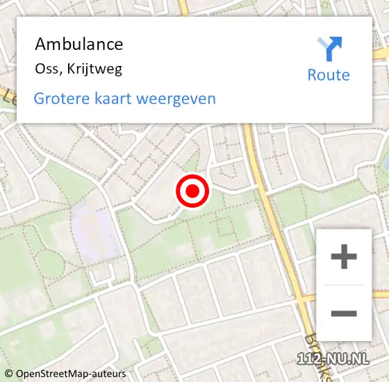 Locatie op kaart van de 112 melding: Ambulance Oss, Krijtweg op 9 januari 2020 13:43