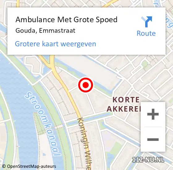 Locatie op kaart van de 112 melding: Ambulance Met Grote Spoed Naar Gouda, Emmastraat op 9 januari 2020 14:02