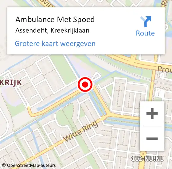 Locatie op kaart van de 112 melding: Ambulance Met Spoed Naar Assendelft, Kreekrijklaan op 9 januari 2020 15:27