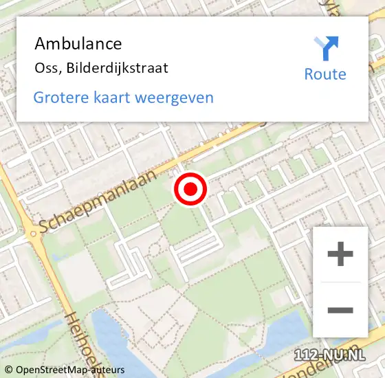 Locatie op kaart van de 112 melding: Ambulance Oss, Bilderdijkstraat op 9 januari 2020 16:51