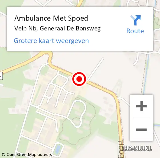 Locatie op kaart van de 112 melding: Ambulance Met Spoed Naar Velp Nb, Generaal De Bonsweg op 9 januari 2020 17:26