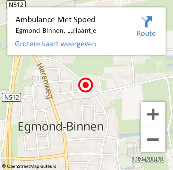 Locatie op kaart van de 112 melding: Ambulance Met Spoed Naar Egmond-Binnen, Luilaantje op 9 januari 2020 17:28