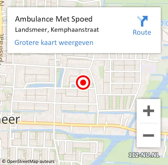 Locatie op kaart van de 112 melding: Ambulance Met Spoed Naar Landsmeer, Kemphaanstraat op 9 januari 2020 19:11