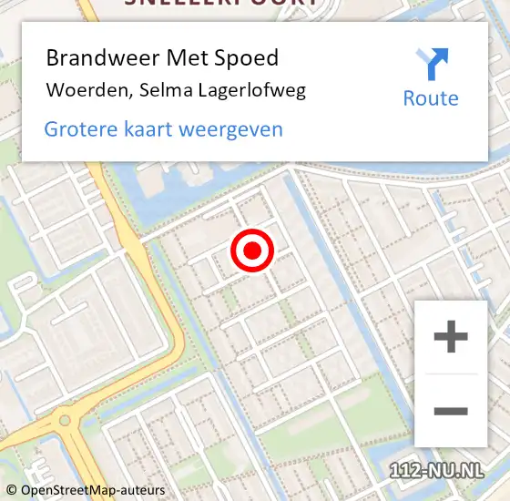 Locatie op kaart van de 112 melding: Brandweer Met Spoed Naar Woerden, Selma Lagerlofweg op 9 januari 2020 19:43