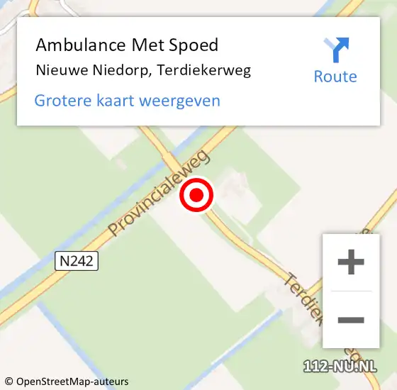 Locatie op kaart van de 112 melding: Ambulance Met Spoed Naar Nieuwe Niedorp, Terdiekerweg op 9 januari 2020 20:08