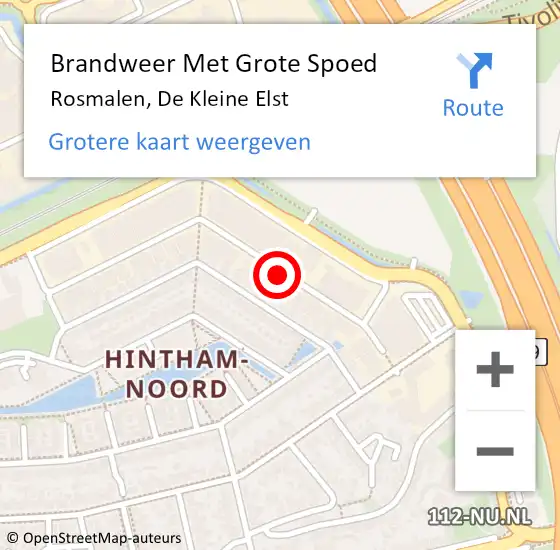 Locatie op kaart van de 112 melding: Brandweer Met Grote Spoed Naar Rosmalen, De Kleine Elst op 9 januari 2020 21:25