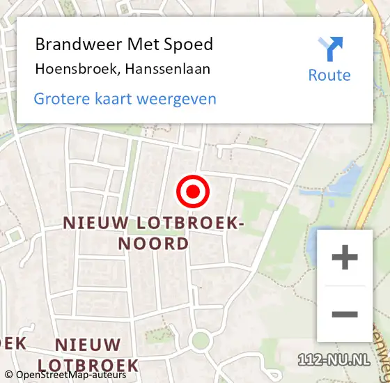 Locatie op kaart van de 112 melding: Brandweer Met Spoed Naar Hoensbroek, Hanssenlaan op 9 januari 2020 21:52